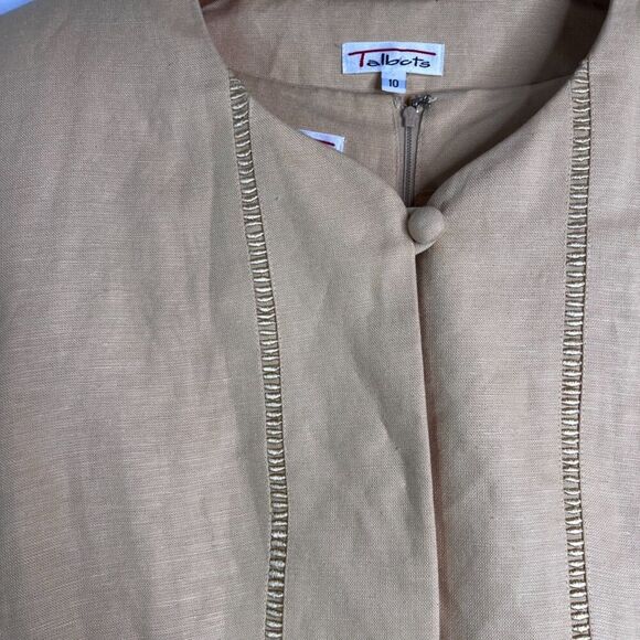 Talbots Vintage Yellow 2 Piece Set Sheath Dress & Blazer Linen Blend Size 10 - Picture 8 of 11